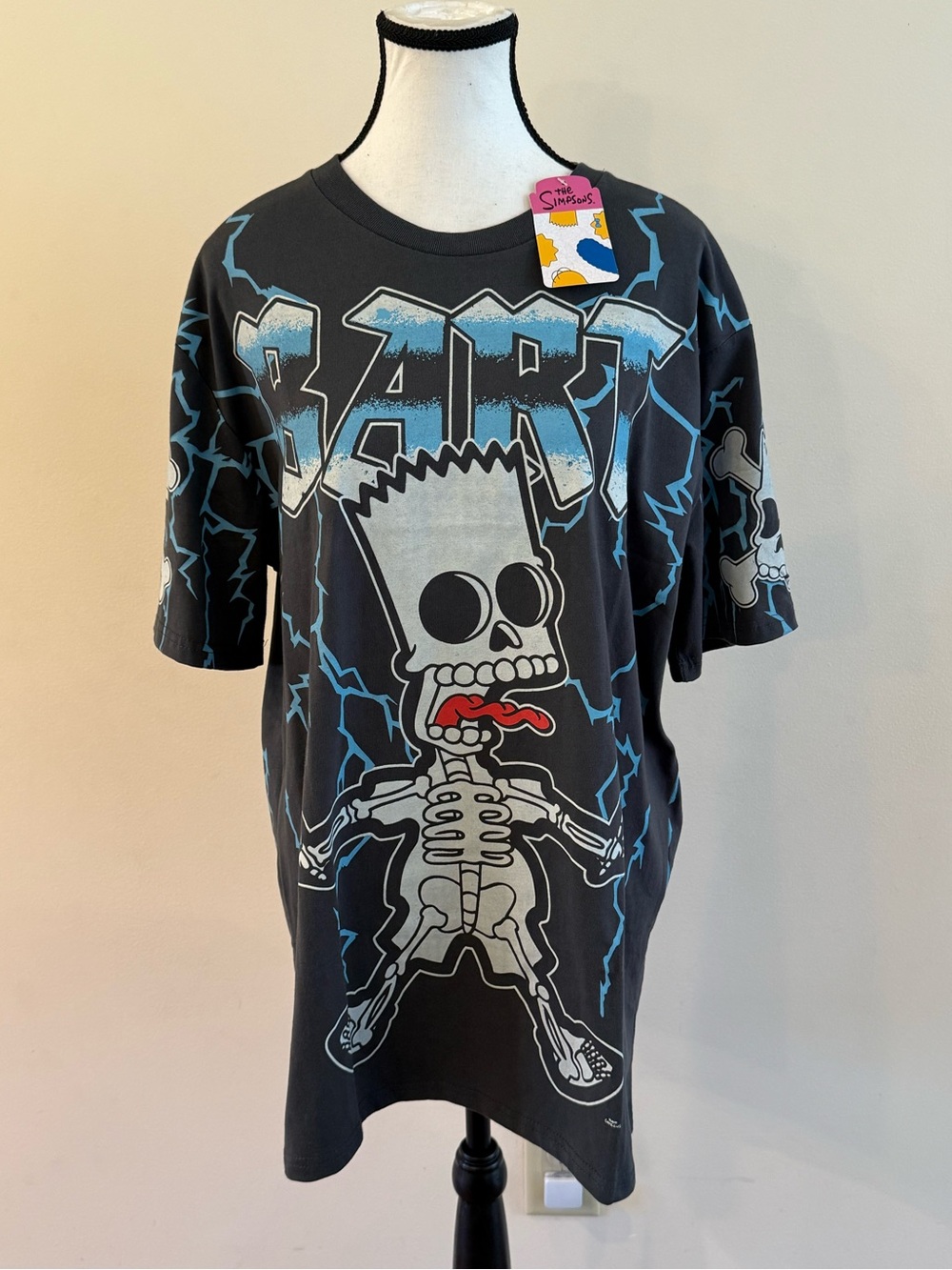 The Simpsons Men’s Black 'Bart Skeleton' Graphic Tee size Large